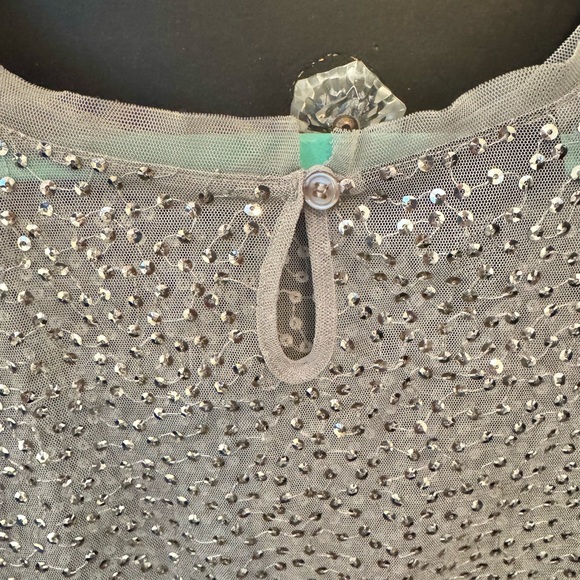 I-N-K INTERNATIONAL CONCEPTS WOMENS SEQUINED MESH BLOUSE. LIKE NEW. - Picture 5 of 6